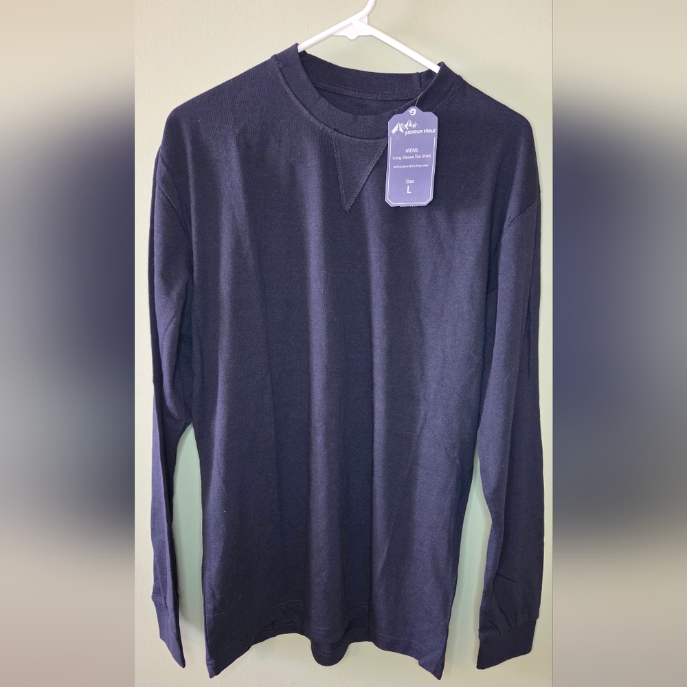 Jackson Hole Mens Long Sleeve Crewneck Shirt Navy Blue Size L NWT